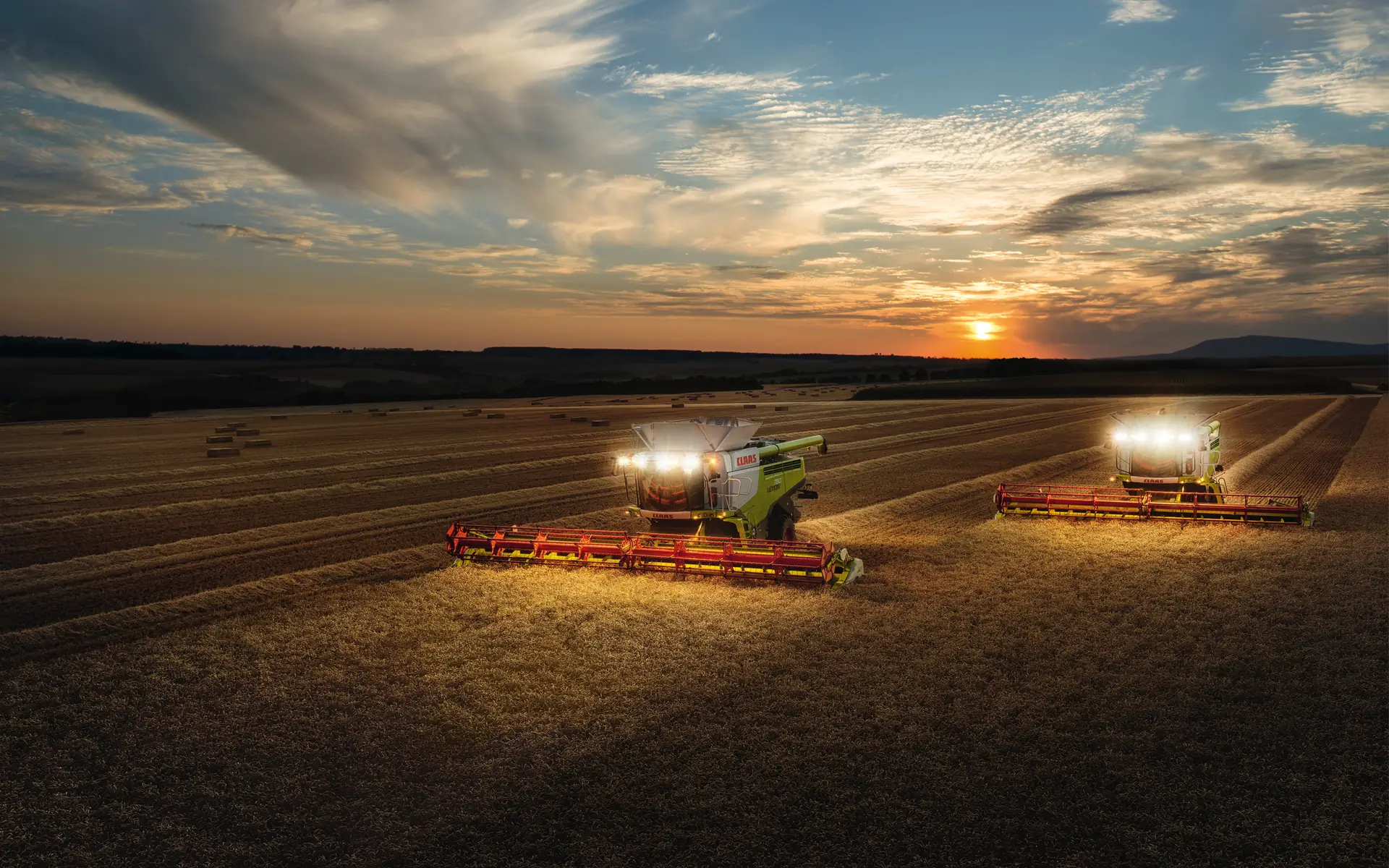 Claas Lexion combine harvester working in a field